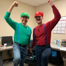 Two team members in costume
