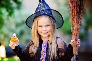 little girl dressed for halloween