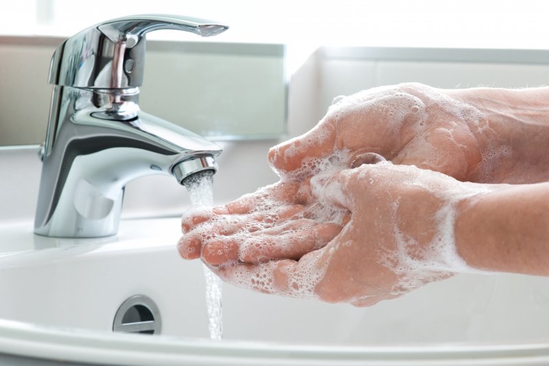 Patient washing hands