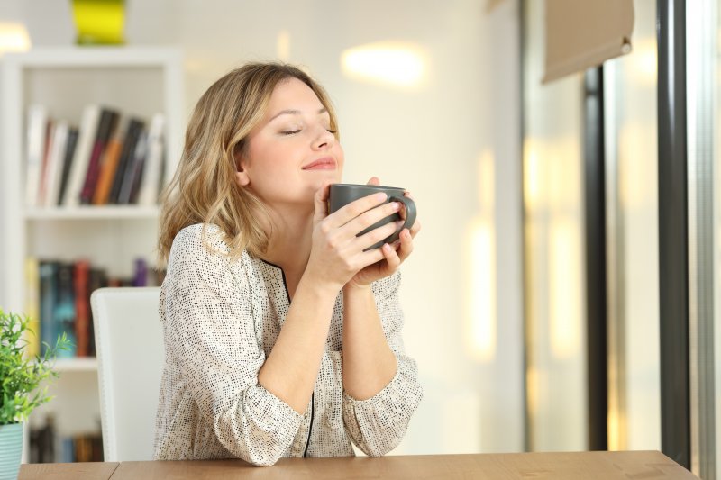 Woman drinking coffee